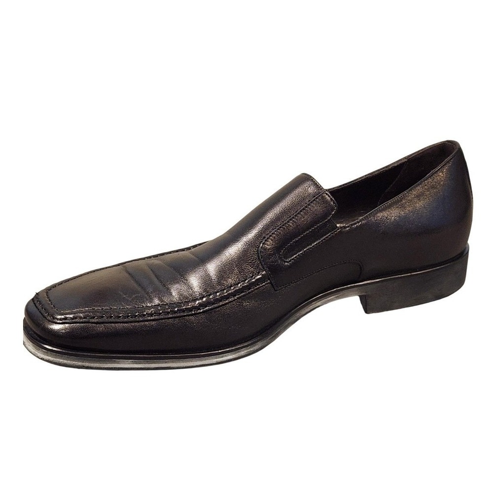 Bruno Magli Raging Shoes Mens Size 9.5 Black Leather Slip On Dress Oxford Italy